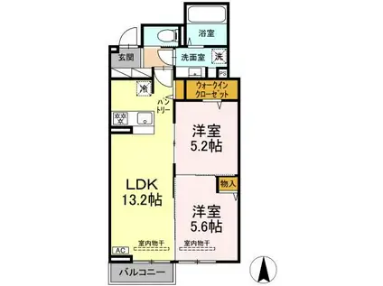 ウィステリア(2LDK/2階)の間取り写真