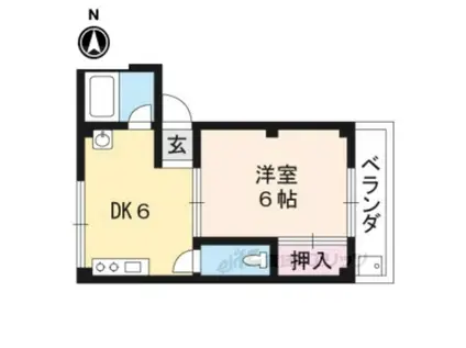 第2吉与門ハイツ(1DK/2階)の間取り写真