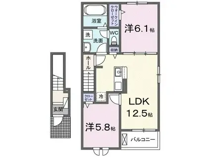 アンドゥトロワ(2LDK/2階)の間取り写真