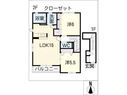 エスペランサ II(2LDK/2階)の間取り写真