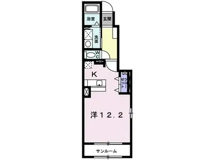 チェーロプーロ(ワンルーム/1階)の間取り写真