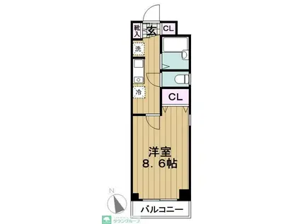 PARK HILL目黒不動前(1K/2階)の間取り写真
