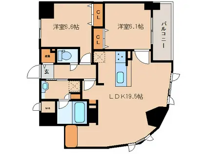 幸COURT NARASANJO(2LDK/2階)の間取り写真