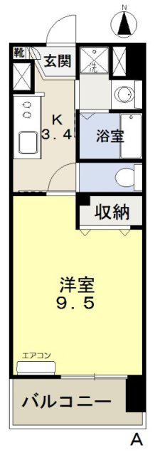 福富GRADEマンション(1K/4階)の間取り写真