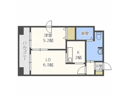 LEE豊平3条(1LDK/9階)の間取り写真