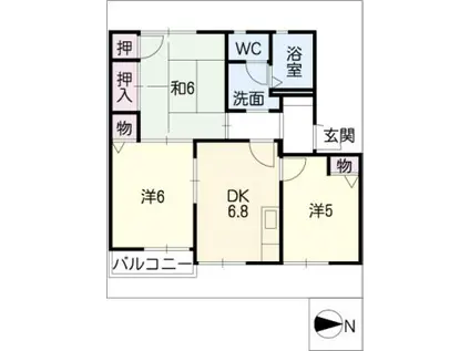フォーレス沖田A棟(3DK/1階)の間取り写真