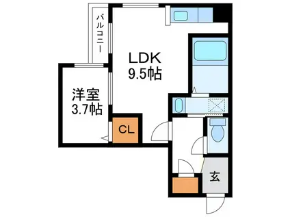 FLAP N32 フラップN32(1LDK/3階)の間取り写真