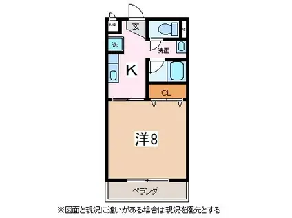 サープラスワン西中田(1K/1階)の間取り写真