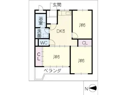 はなのきビル(3DK/2階)の間取り写真