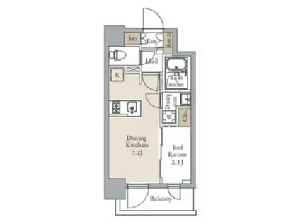 グランカーサ三ノ輪II(1DK/8階)の間取り写真