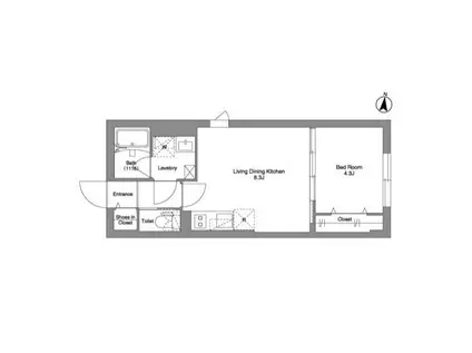 タスキ リシェス 池上(1LDK/4階)の間取り写真