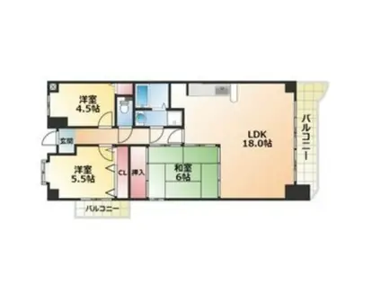 アメニティ雁道(3LDK/6階)の間取り写真