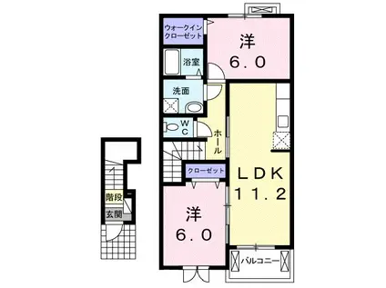 ロイ モンテーニュ 寄木戸(2LDK/2階)の間取り写真