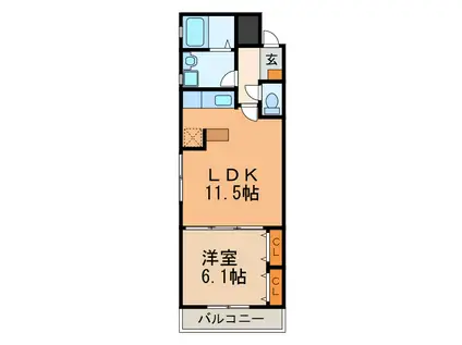 プリミエール貴船(1LDK/2階)の間取り写真