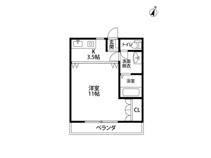 リヴァー南出来島(1K/2階)の間取り写真