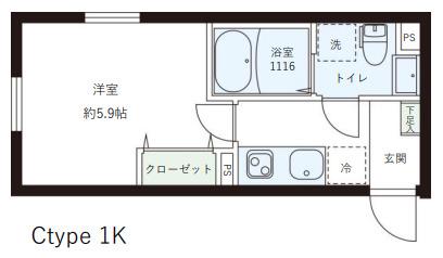 レピュア目黒本町レジデンス(1K/2階)の間取り写真