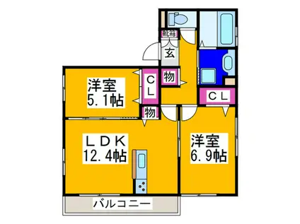 GRANDSAGE(2LDK/2階)の間取り写真