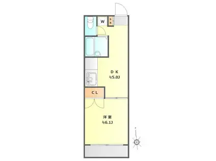 LCN上高井戸(1DK/1階)の間取り写真