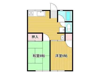 シティハイムスワヒガシ(2DK/1階)の間取り写真