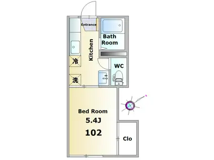 RUHE MATSUNAMI(1K/1階)の間取り写真