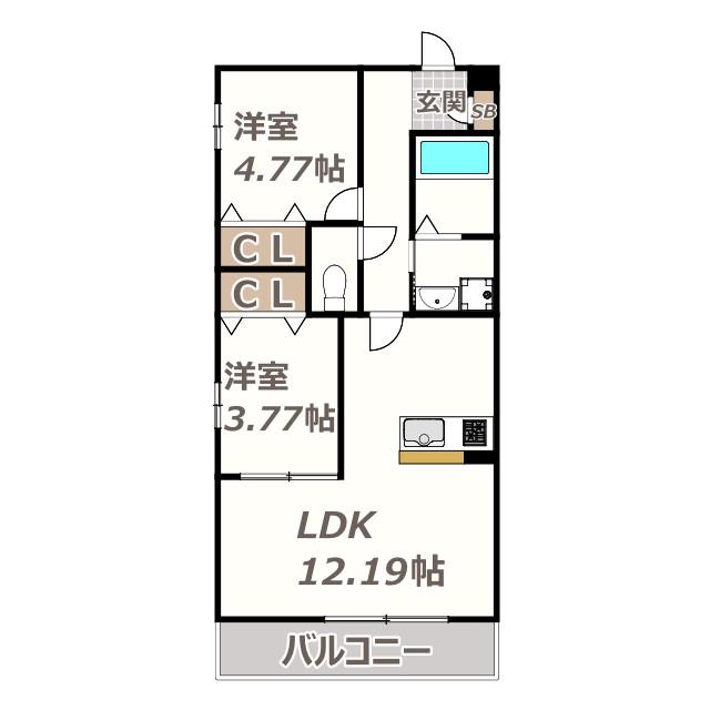 グレースショウエイ(2LDK/3階)の間取り写真