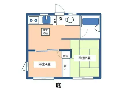 コーポレジデンス(2DK/2階)の間取り写真