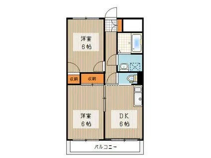 クローネ川口(2DK/6階)の間取り写真