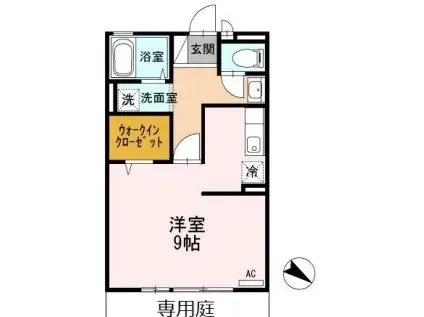 ルシェルコート(ワンルーム/1階)の間取り写真