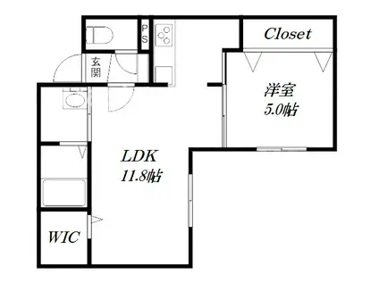 プリモ菊水(1LDK/4階)の間取り写真