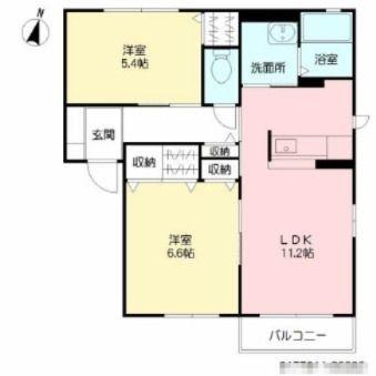 スペリオールC棟(2LDK/2階)の間取り写真