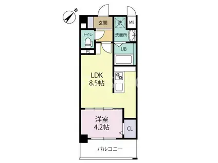 エルグランド東比恵(1LDK/1階)の間取り写真