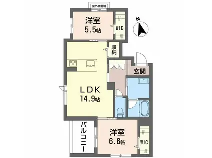 NGE金山プルミエ(2LDK/3階)の間取り写真