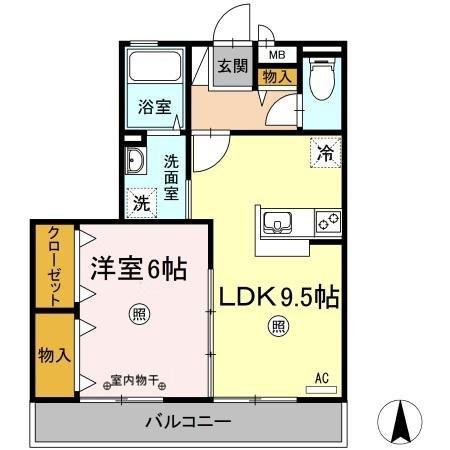 ソレイユ水江(1LDK/1階)の間取り写真
