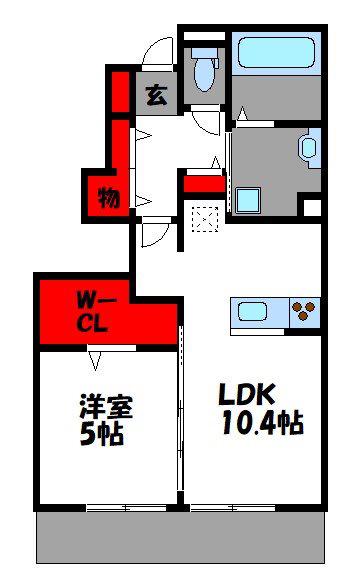 D-ROOM唐原C棟(1LDK/1階)の間取り写真