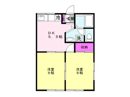 アルゴハイツB(2DK/2階)の間取り写真