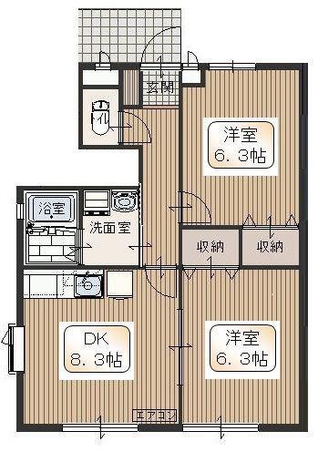 オリエンタル・コートA(2LDK/1階)の間取り写真