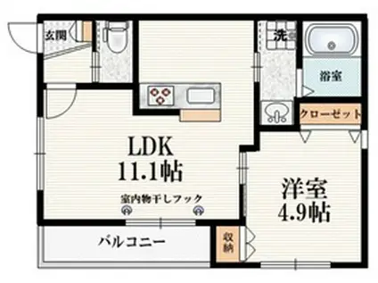 フラット中板橋(1LDK/2階)の間取り写真