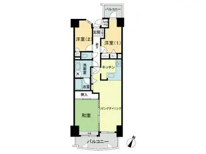 ライオンズヒルズ高知(3LDK/3階)の間取り写真