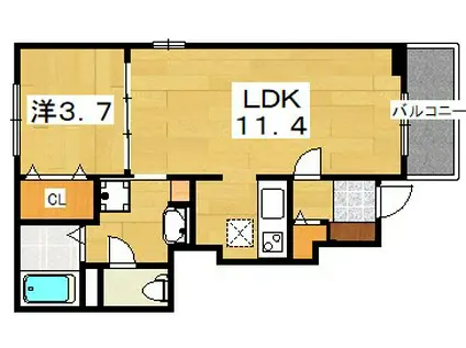 ベルカーサVI(1LDK/1階)の間取り写真