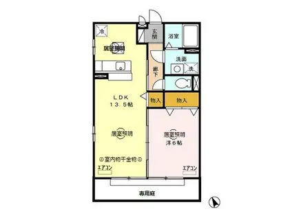 ヴィラージュ・ガーデンB 堀込町(1LDK/1階)の間取り写真