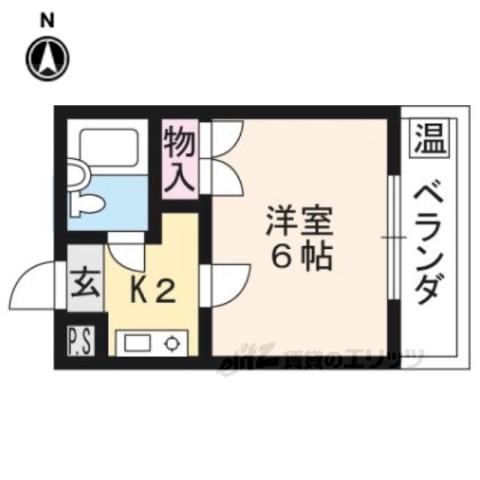 テラスICHI(1K/2階)の間取り写真