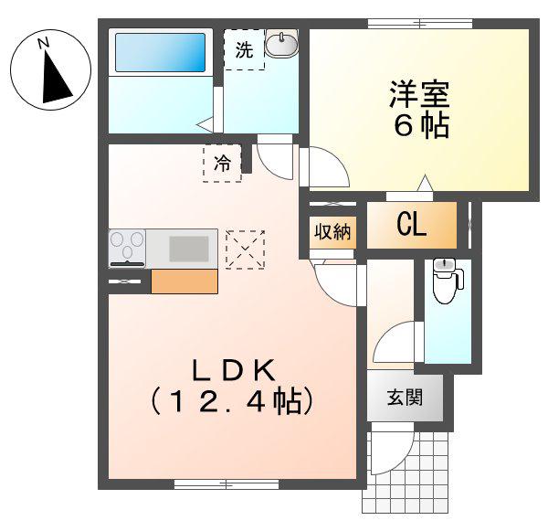 メゾン花見山 III(1LDK/1階)の間取り写真