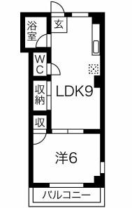 青山マンション(1LDK/4階)の間取り写真