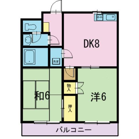 エスポワール下島(2DK/1階)の間取り写真