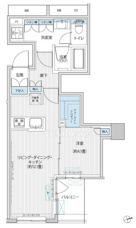 御幸レジデンス日本橋茅場町(1LDK/5階)の間取り写真