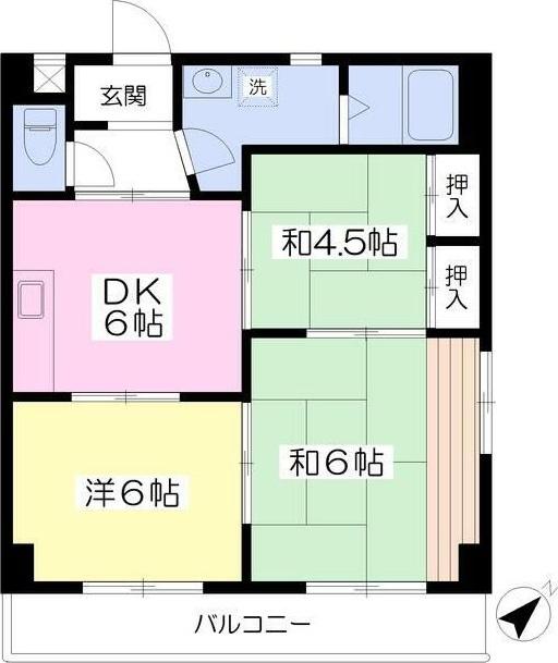 スカイハイツ原田(3DK/4階)の間取り写真