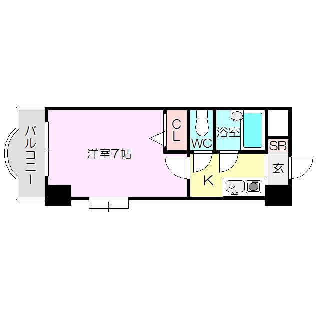 ノルデンハイム上新庄2(1K/3階)の間取り写真