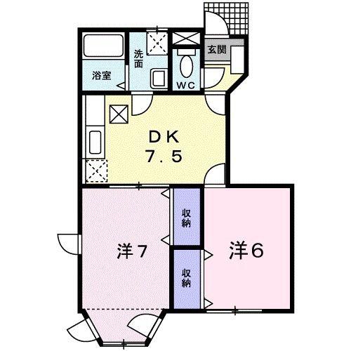 メゾン アヴニール(2DK/1階)の間取り写真