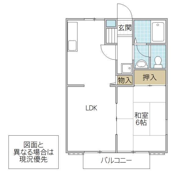 サンシティ六ツ野 B2(1LDK/1階)の間取り写真