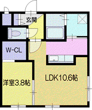 WHITE COURT(1LDK/3階)の間取り写真